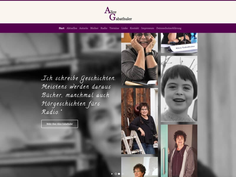Homepage der Erfolgsautorin Alice Gabathuler